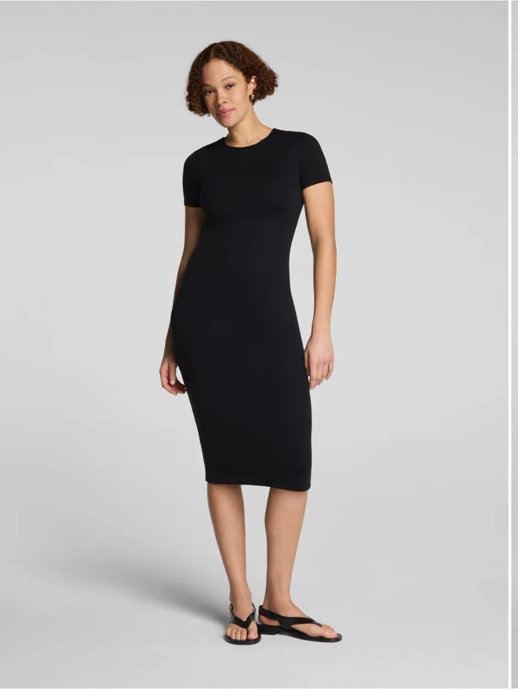 Spanx Black Short Sleeve Midi Sheath Dress